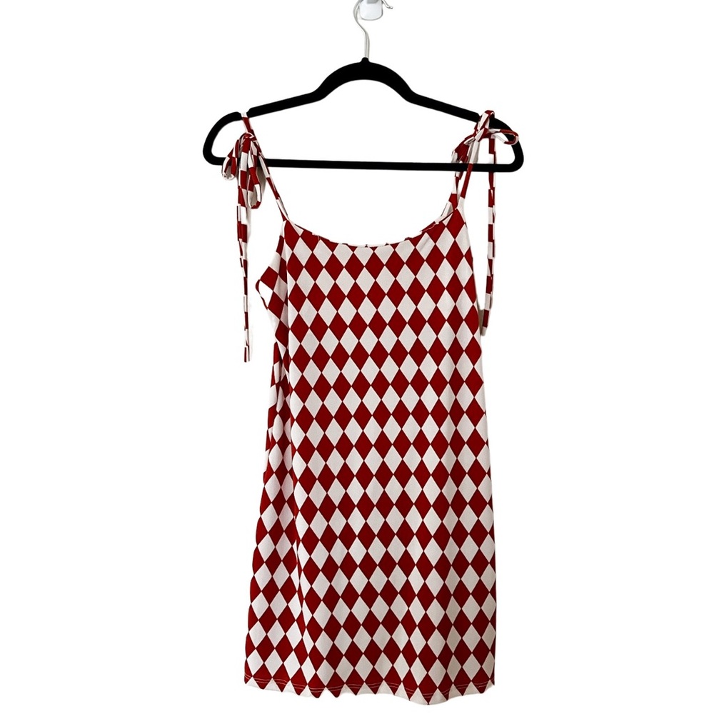 AUDREY 3+1 Strappy Geometric Terracota Mini Dress Small